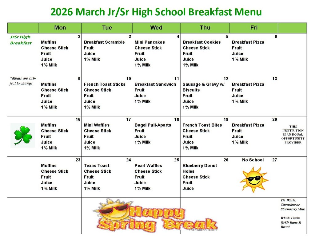 March Breakfast Menu
