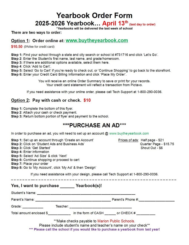 Yearbook information