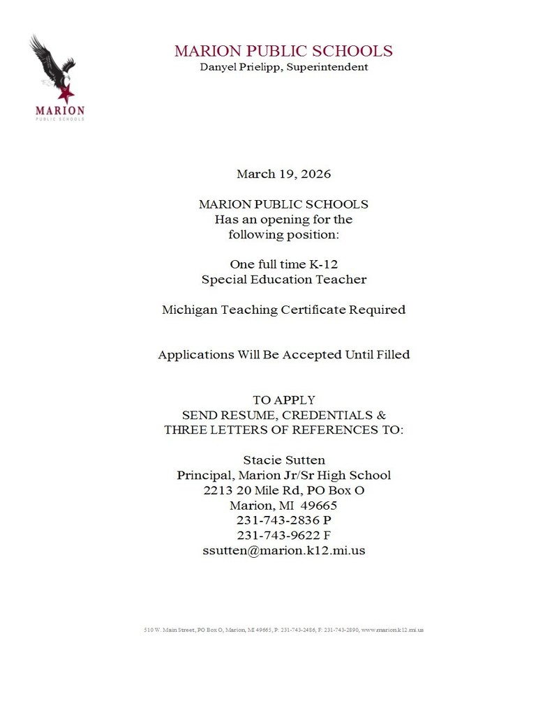 Special Education Teacher Opening