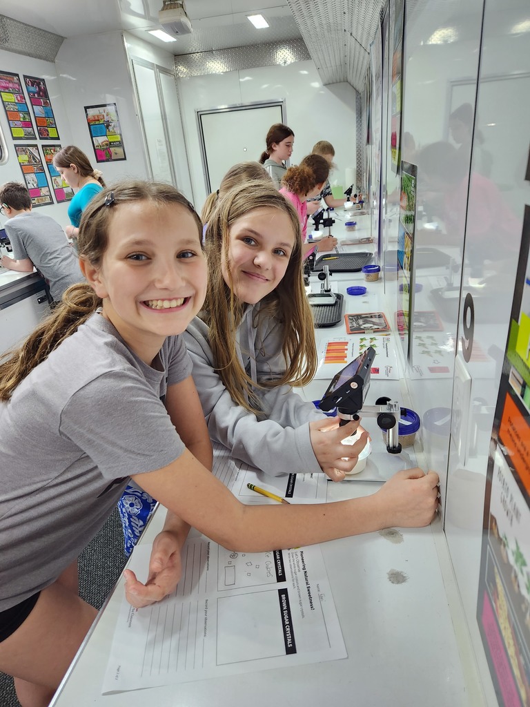Students on Science Trailer