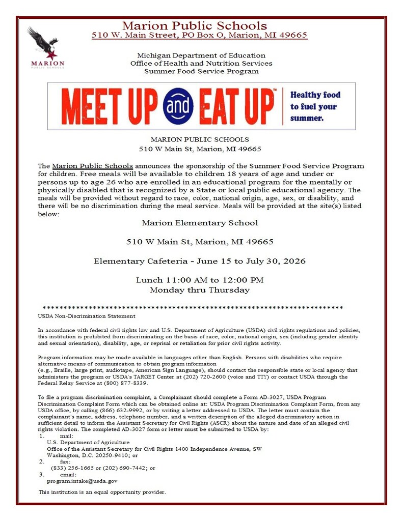 Summer Food Program Announcement