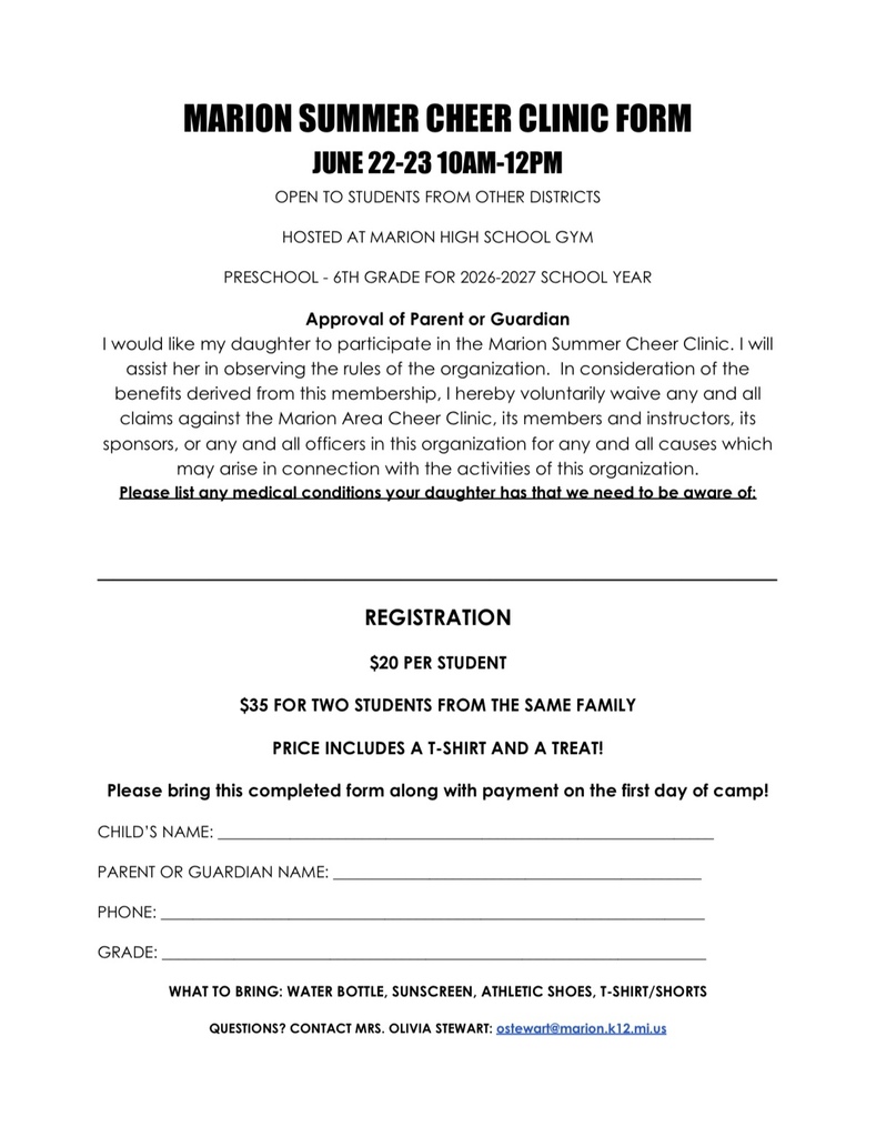 cheer clinic information