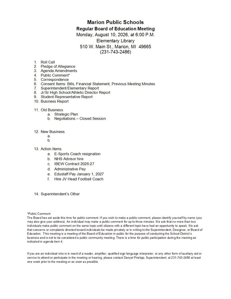 School Board Agenda
