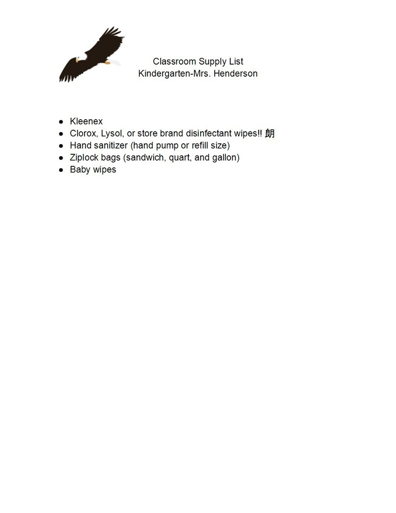 Classroom Supply List