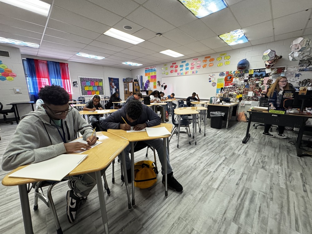 Marion Seventh Grade Academy students working in English class