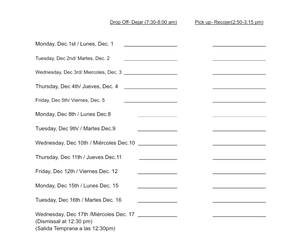 drop off and pick up