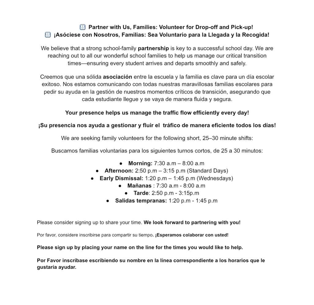 drop off and pick up