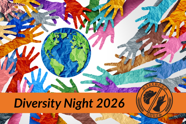 The earth and colorful hands with the words Diversity Night 2026