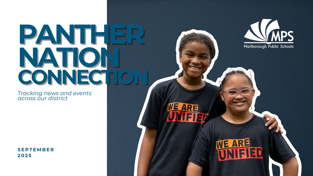 Panther Nation Connection September 2025 graphic. Two students smile for a group photo. The MPS logo is in the upper right-hand corner.