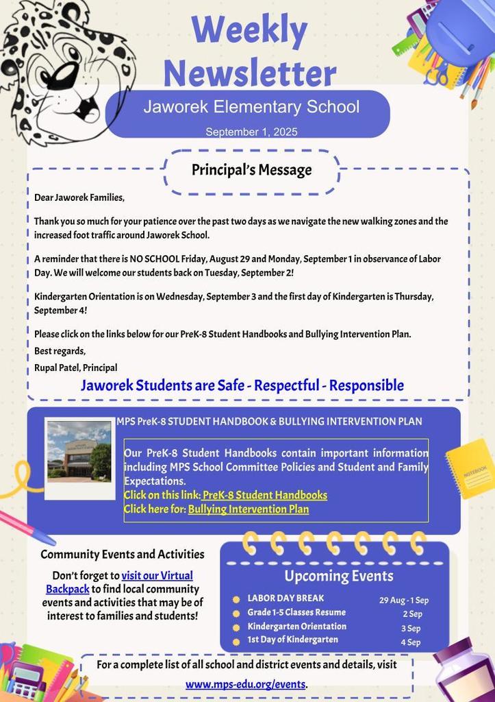 Jaworek Family Newsletter - September 1
