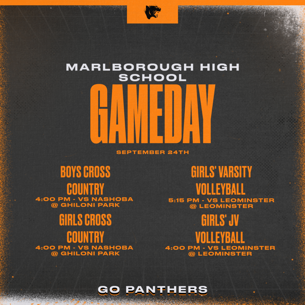 Today's MHS Athletic Schedule includes Away Volleyball games at Leominster and Home Cross Country vs Nashoba.
