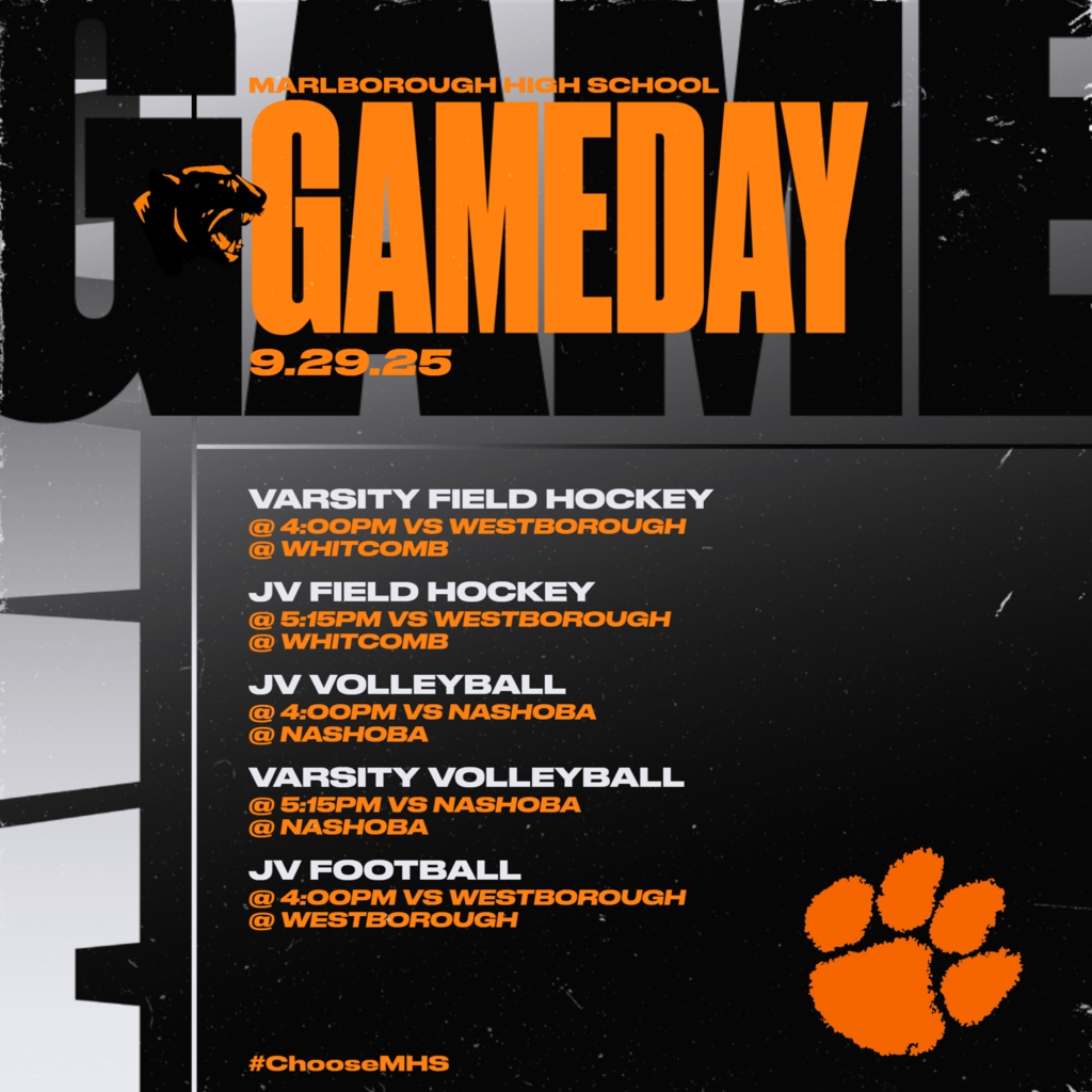Today's MHS Athletic Schedule includes Volleyball on the road at Nashoba, as well as JV Football at Westborough. Field Hockey is at home vs Westborough.