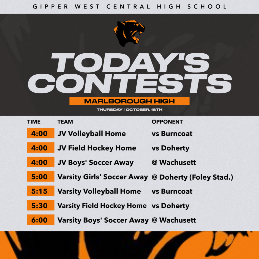 Today's MHS Athletic Schedule includes Field Hockey & Volleyball at home while Boys & Girls Soccer are on the road!