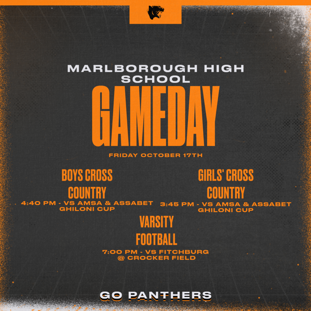 16th Annual Ghiloni Cup is today for our Cross Country teams over at Ghiloni Park! And Football heads to Fitchburg for a crucial league match-up with the Red Raiders!