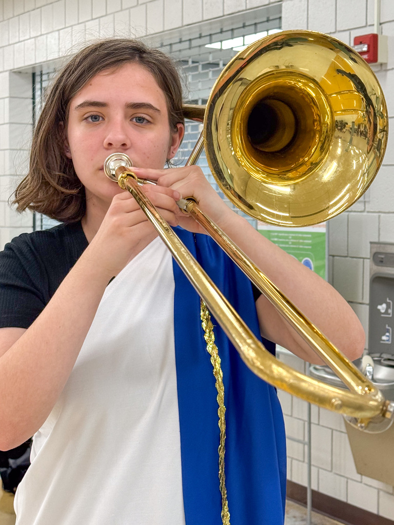 A student plays an instrument.