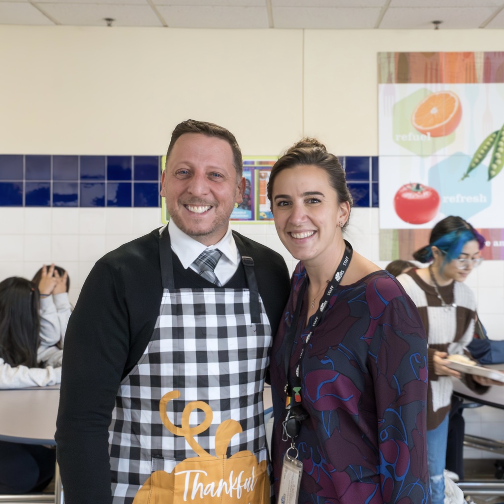 Mayor Christian and Whitcomb Principal Angela House stand and pose for a photo.