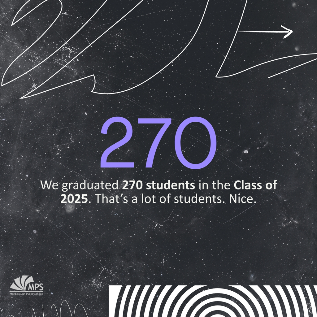 A graphic that reads "270, we graduated 270 students in the class of 2025. That's a lot of students. Nice."