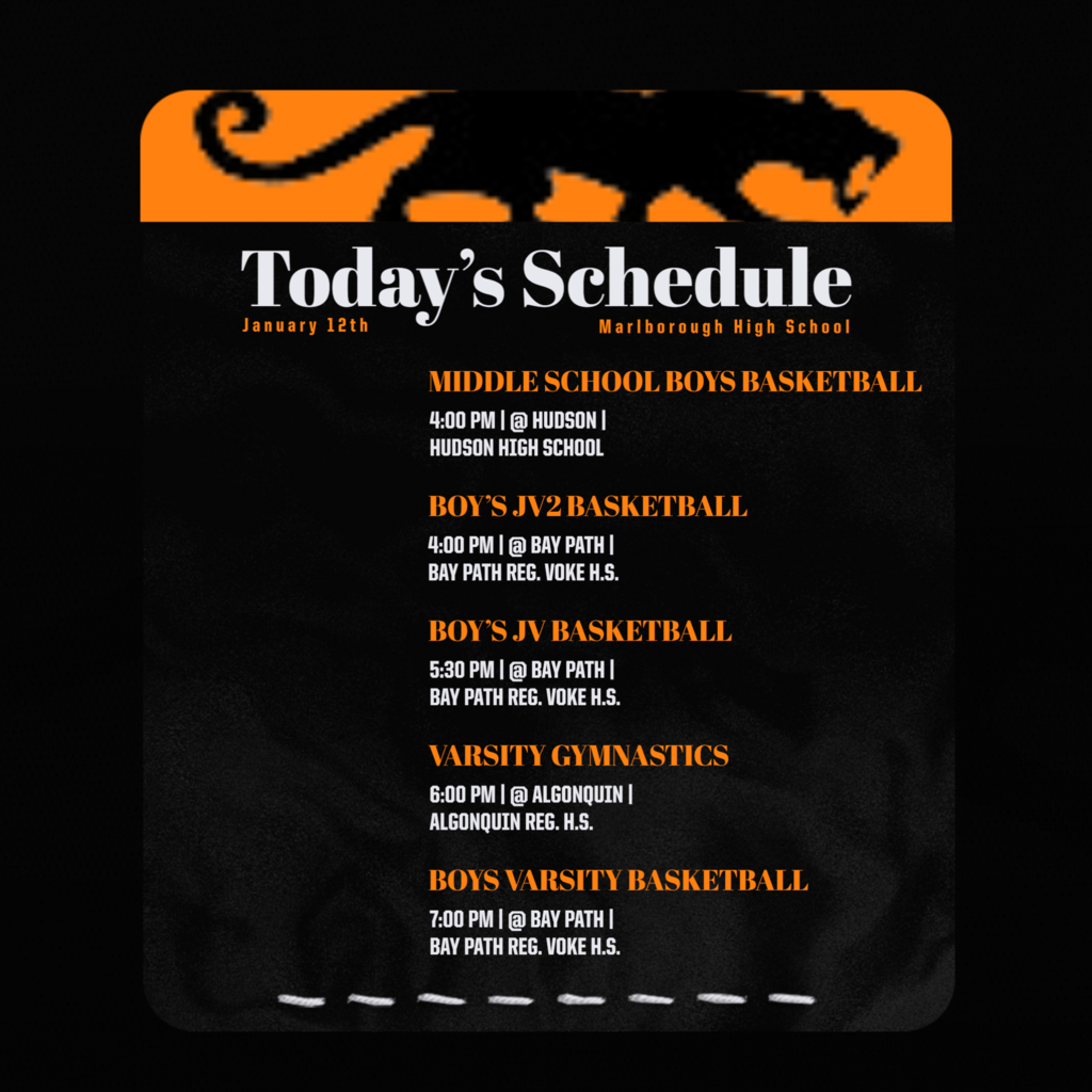 Boys Basketball is on the road at Bay Path today while Gymnastics travels to Algonquin! Go Panthers