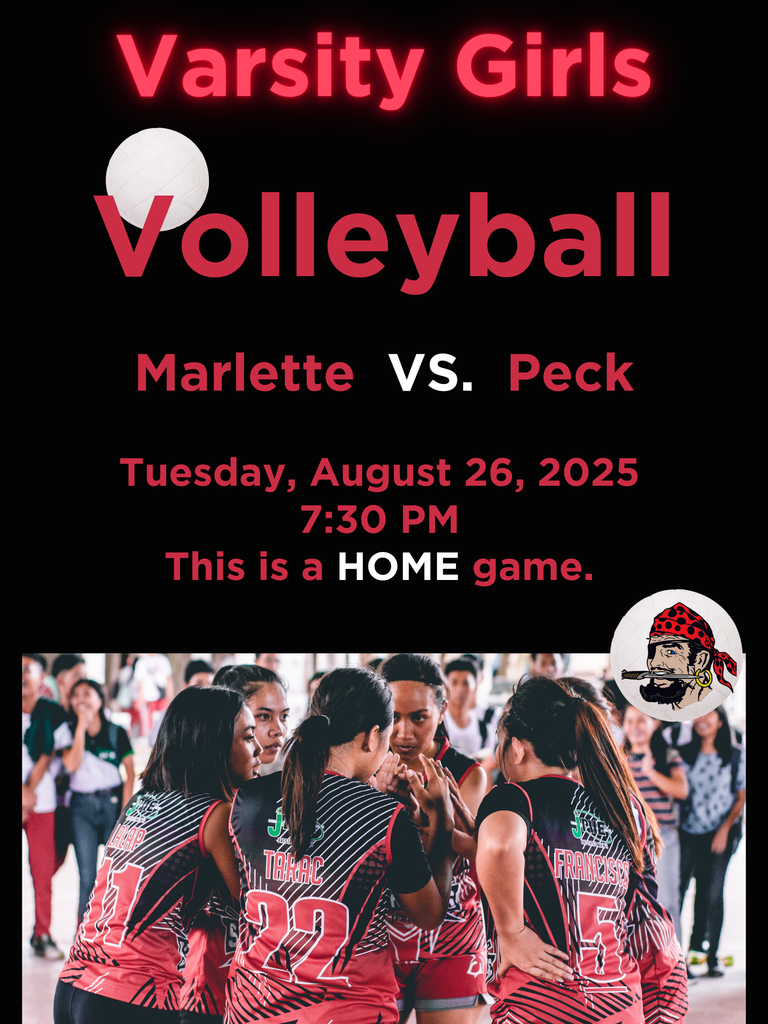 Marlette Volleyball Varsity at home against PECK on 8-26-25 at 7:30 PM