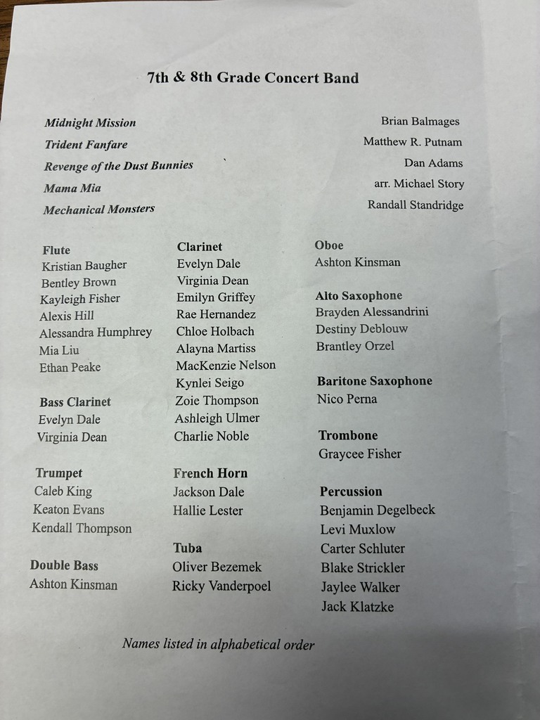 Fall band concert 2025