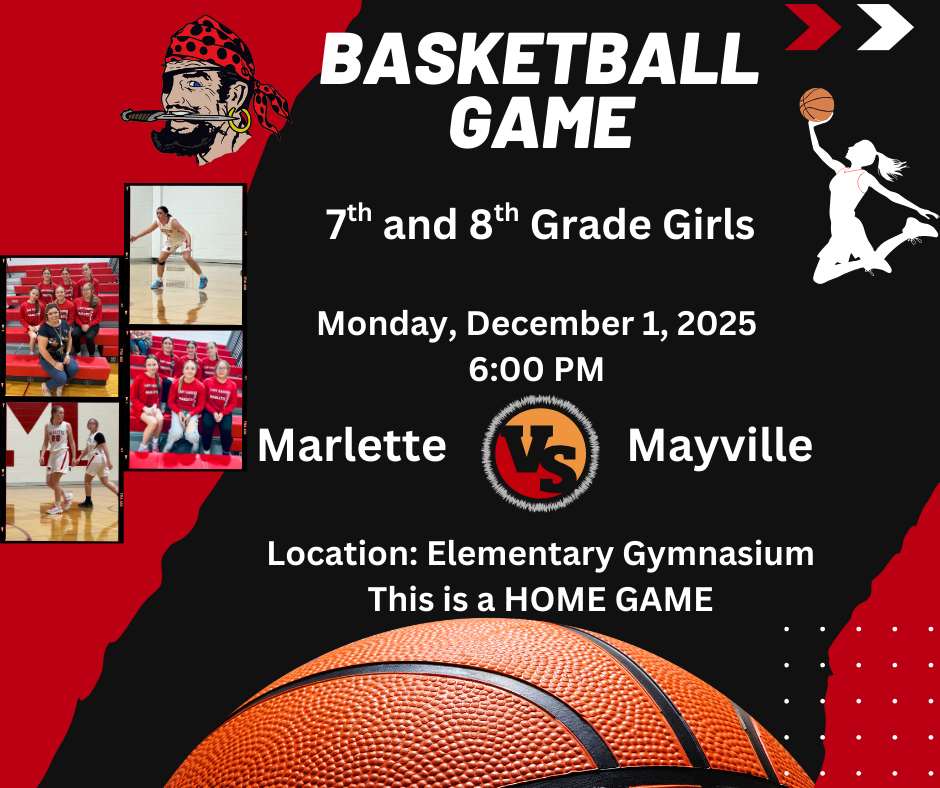 12-1-25 7th and 8th grade girls basketball at Marlette Elementary Gymnasium