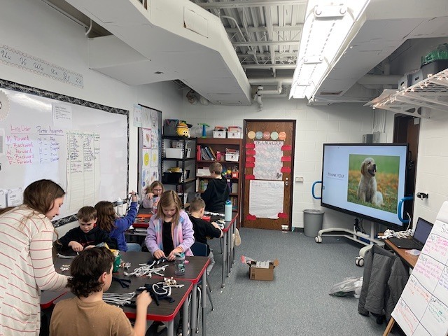 Mrs. Lundell's class making toys for animals