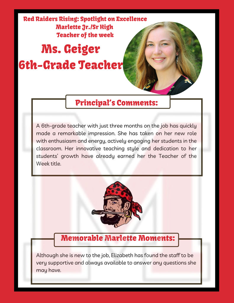 Elizabeth Geiger 6th grade teacher