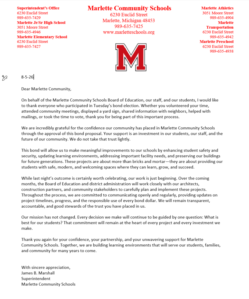 Bond Letter For 8-5-26
