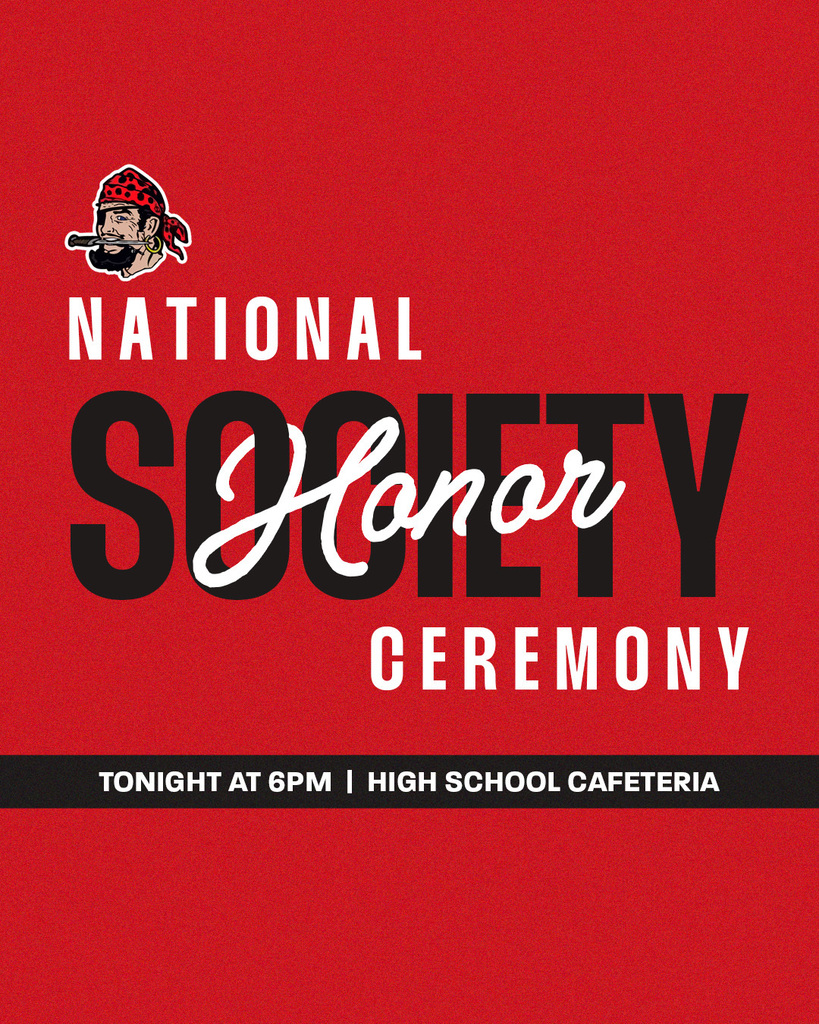 National Honor Society Ceremony tonight at 6pm in the high school cafeteria
