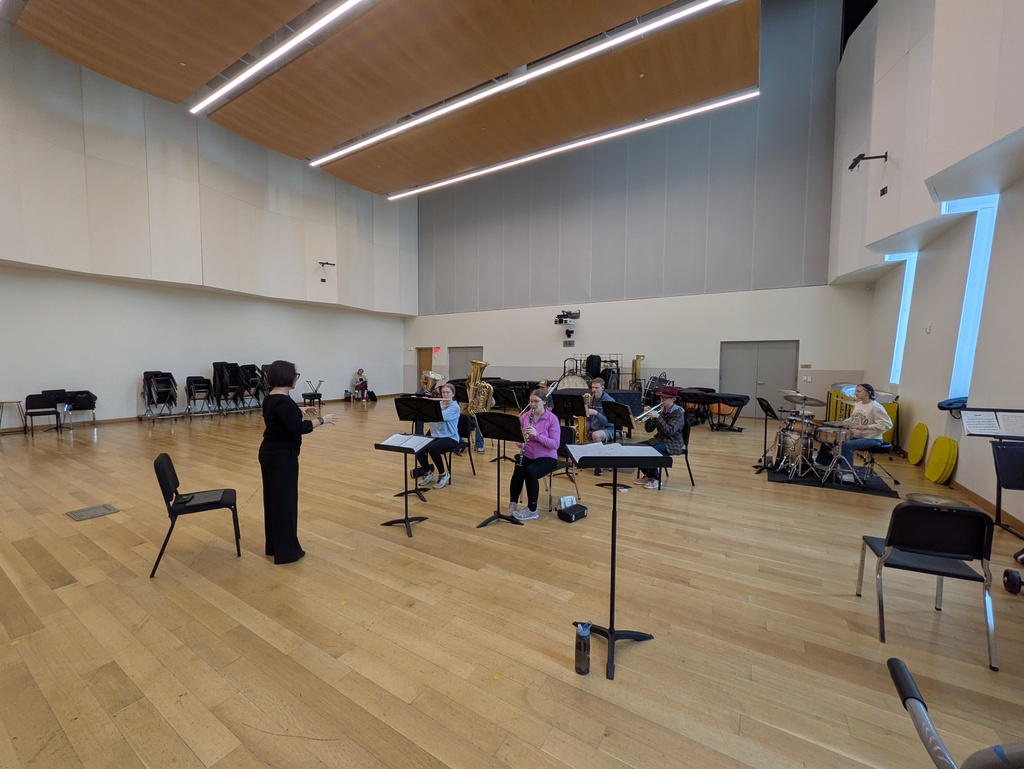 Rehearsing in the new school of music building.