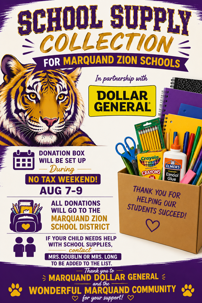 Marquand Zion Scholl Supply Drive Aug 7-9
