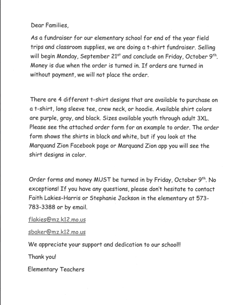 T-Shirt Fundraiser.