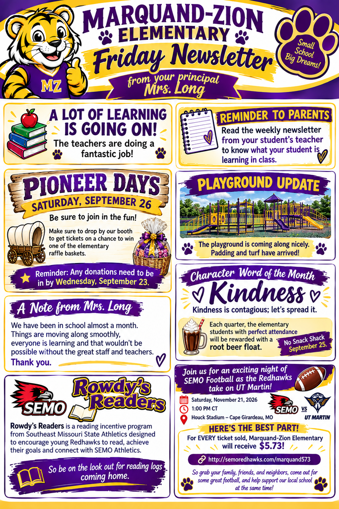 Friday Newsletter from elementary principal
