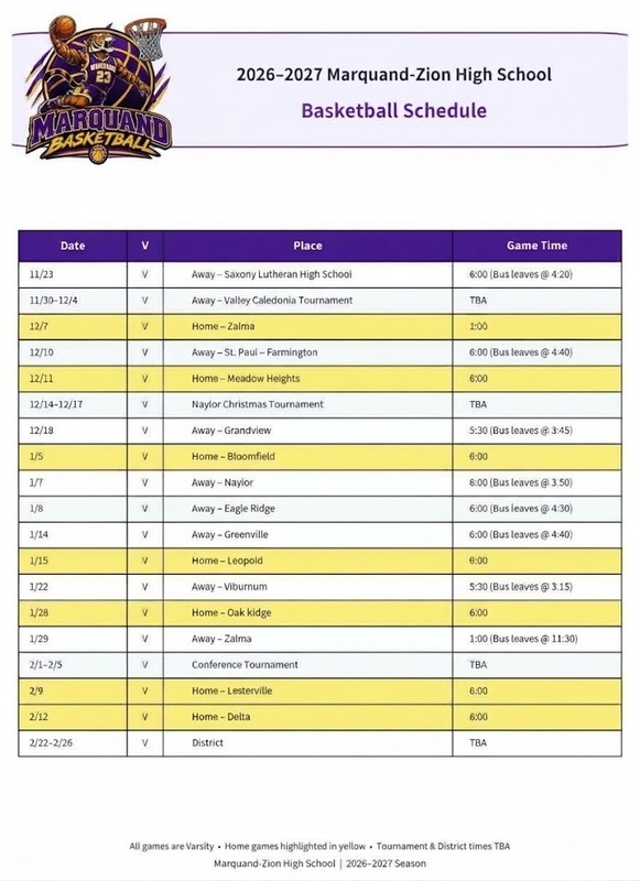 Marquand Zion Basketball Schedule