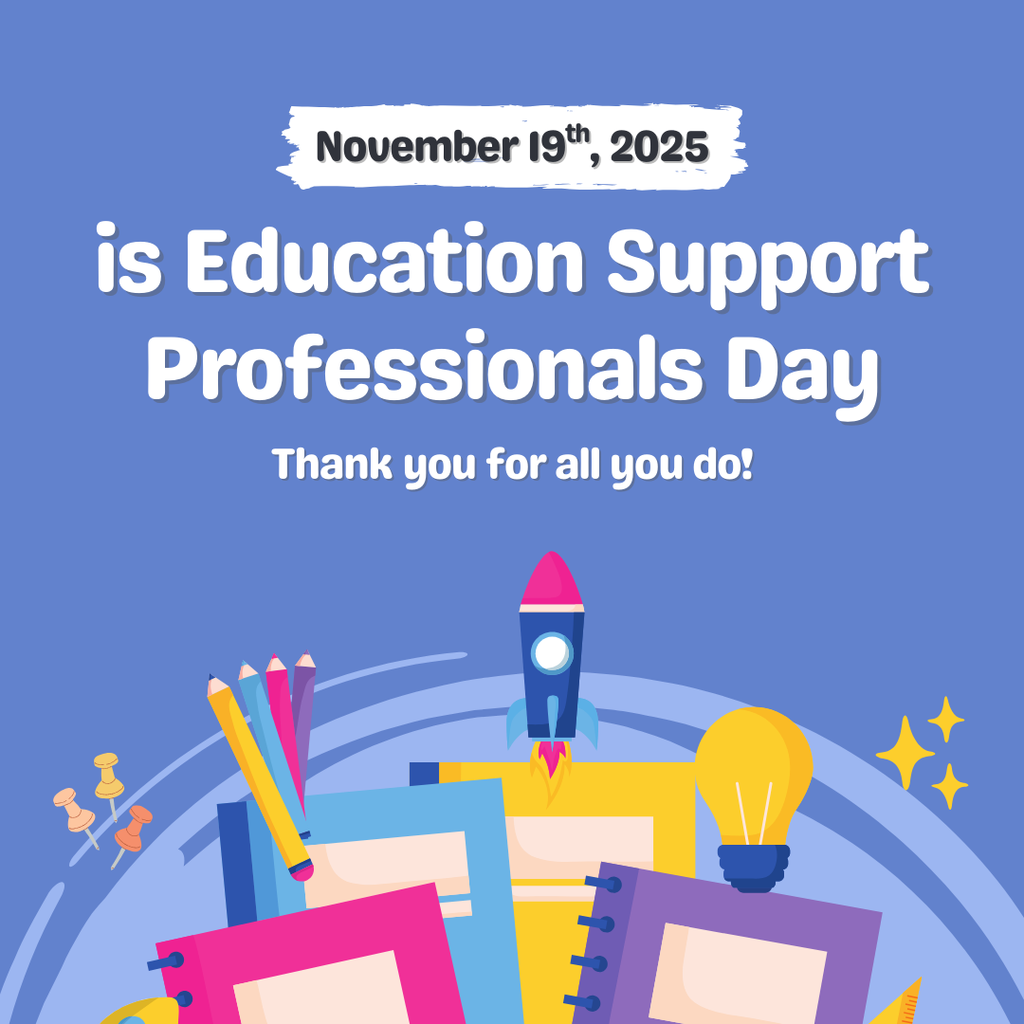 various school items coming out of the bottom with a light blue background