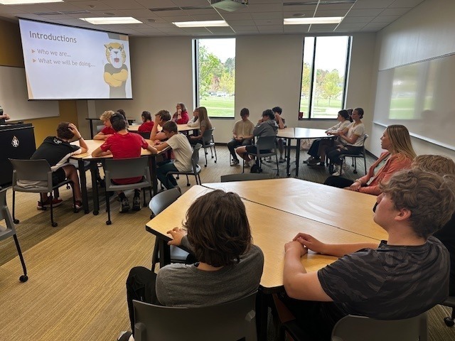 students watching a lecture at career day.