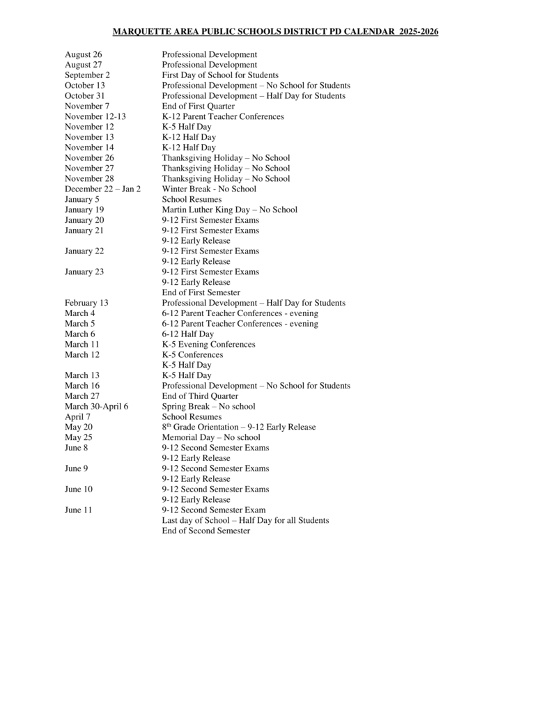 The 2025-2026 MAPS PD Calendar