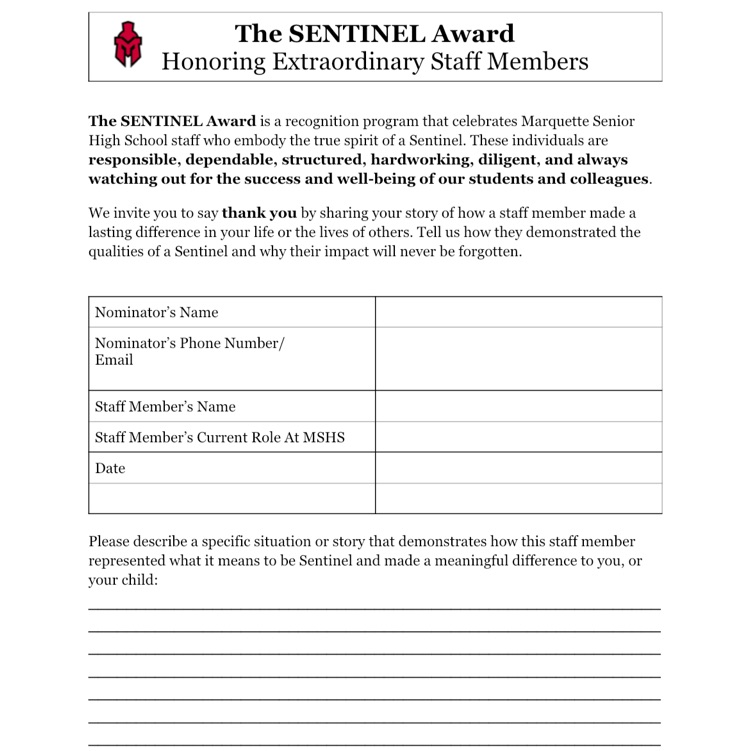 The Sentinel Award