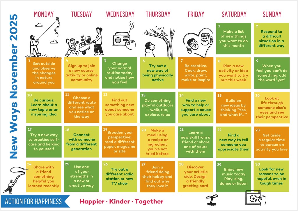 Picture of a calendar of November with new things to try