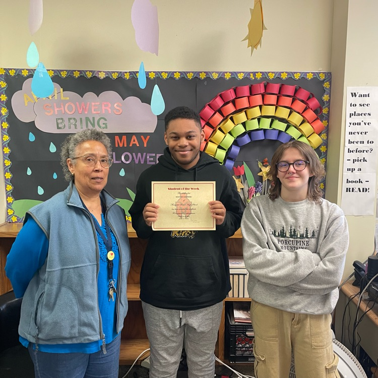 Congrats to our student of the week Donovan Chambers for April 13 -17!  Donovan was nominated by our library team!! #mshsstudentoftheweek.  #wearemarquette.   #gosentinels