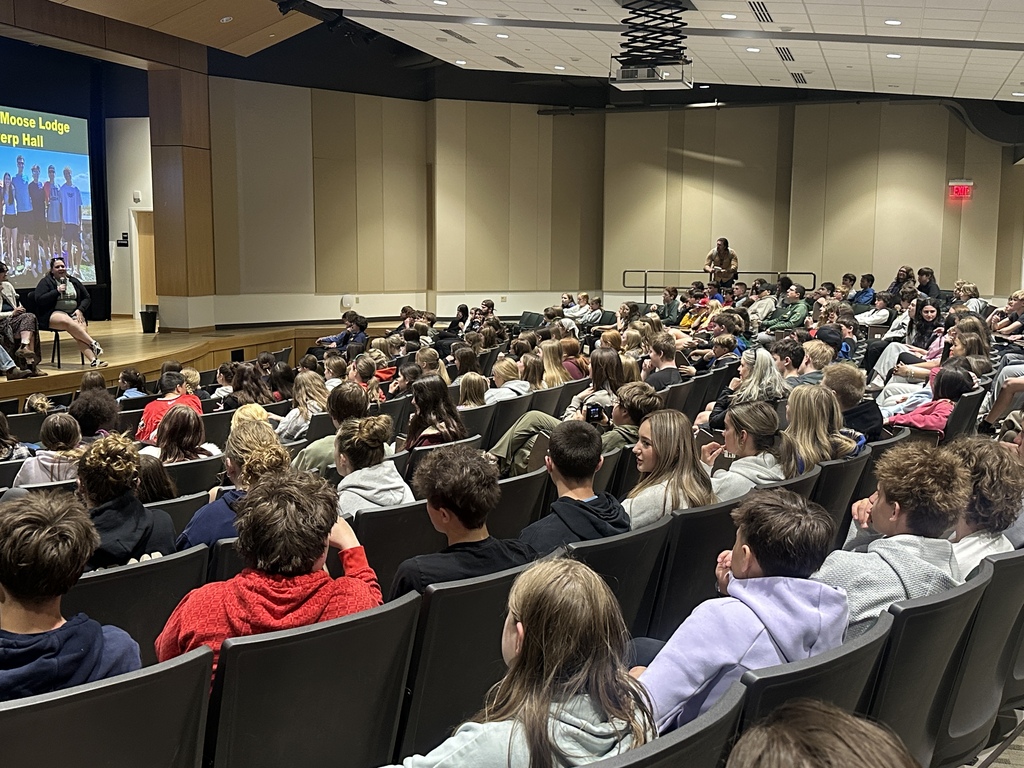 Students looking at a presentation