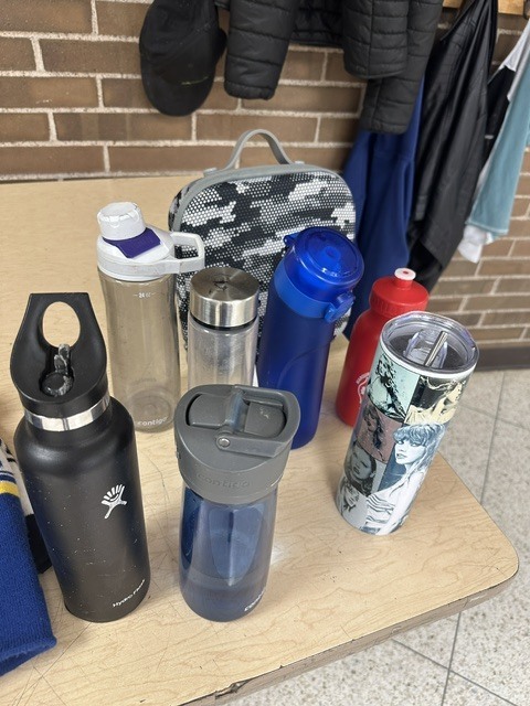 water bottles and lunchbox