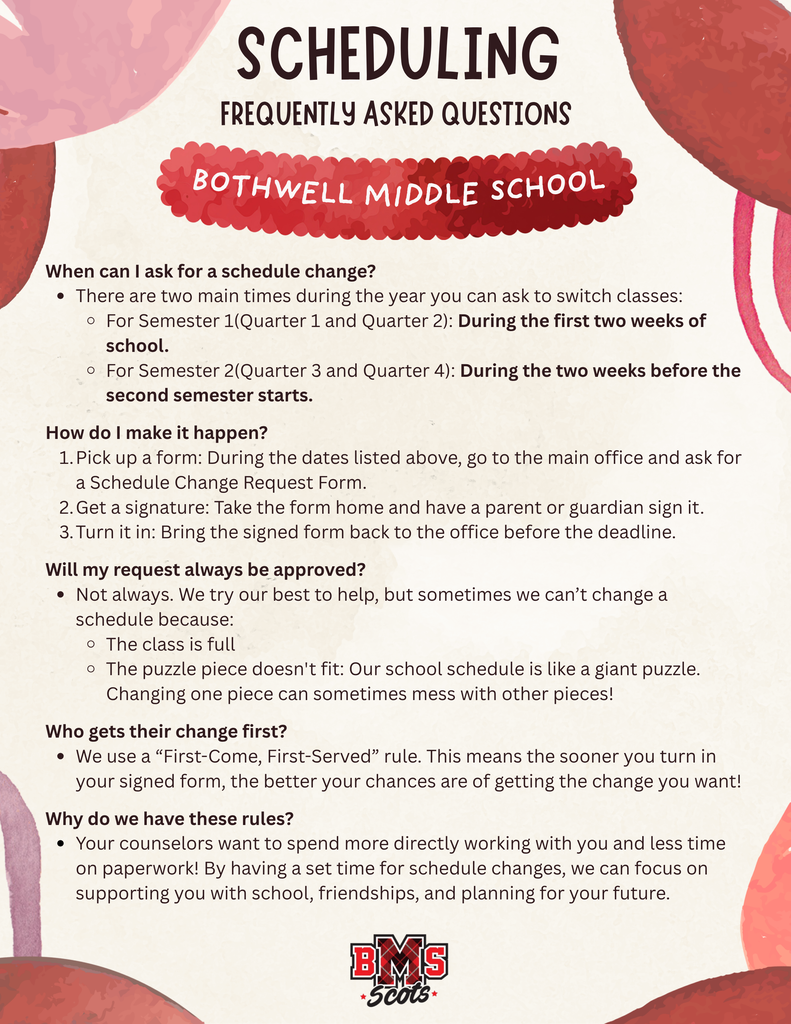 A list of scheduling frequently asked questions.