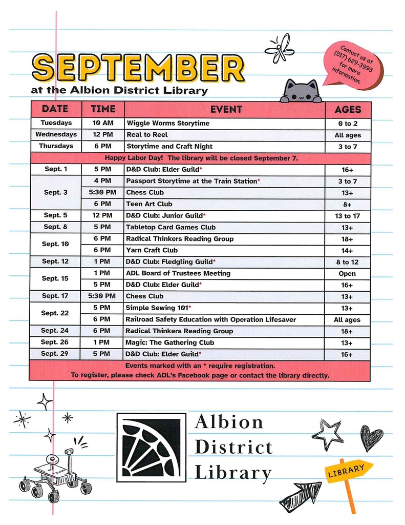 Albion District Library Calendar (September)