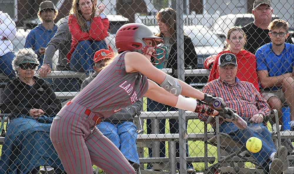 This bunt by Lauren English led to the walk-off winning run for Marshall against St Anthony