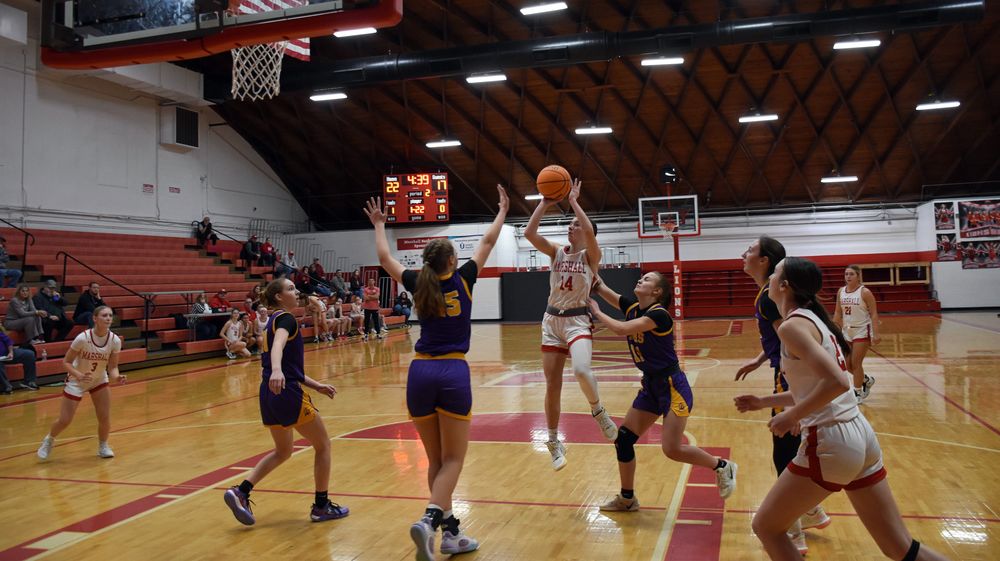Marlee Heighton (14) puts up a shot against Georgetown-Ridge Farm