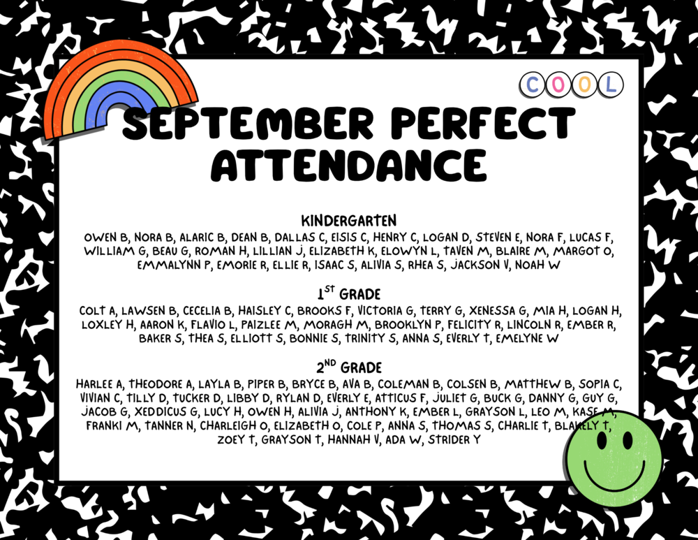 Sept. Perfect Attendance