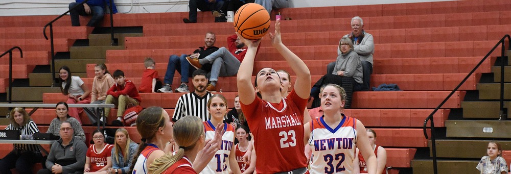 Caitlyn Hilliard makes a nice move inside to score against Newton in the LIC Tournament