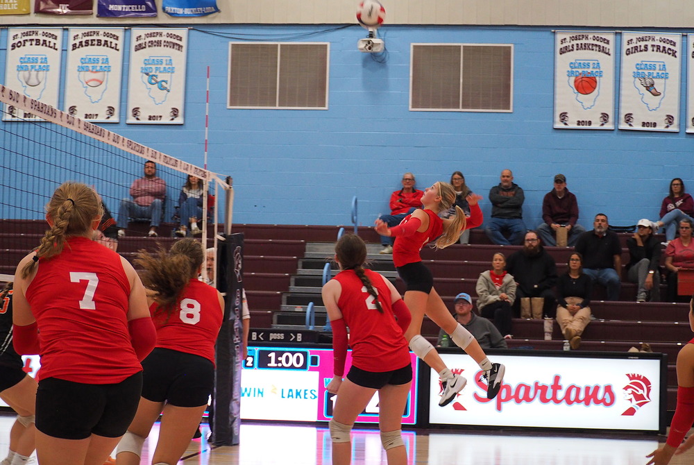 Harper Richardson goes up for the attack