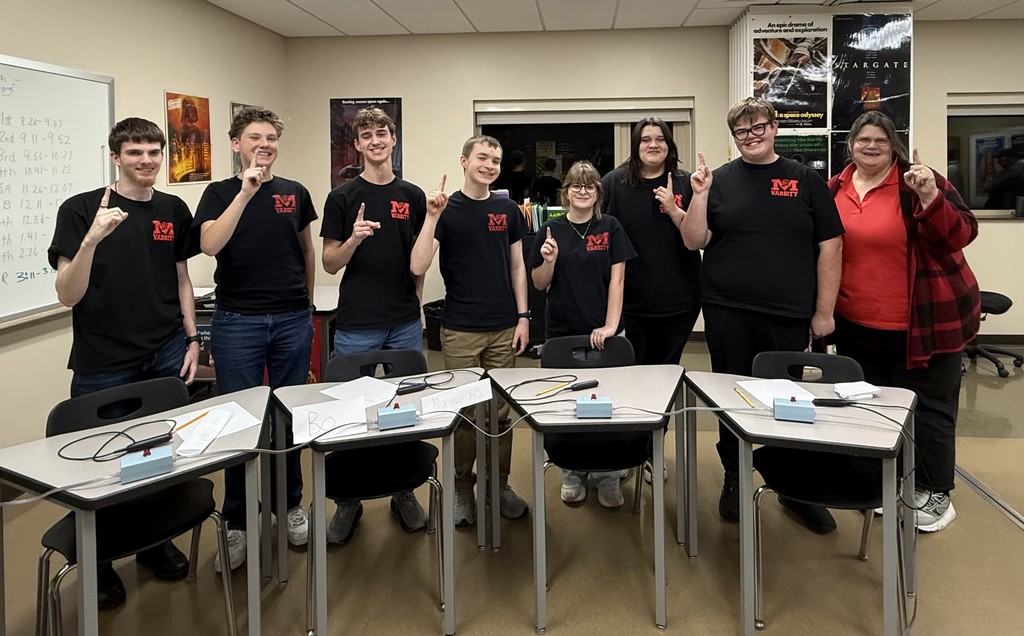 MHS Varsity Scholastic Bowl Team with Coach Lawyer